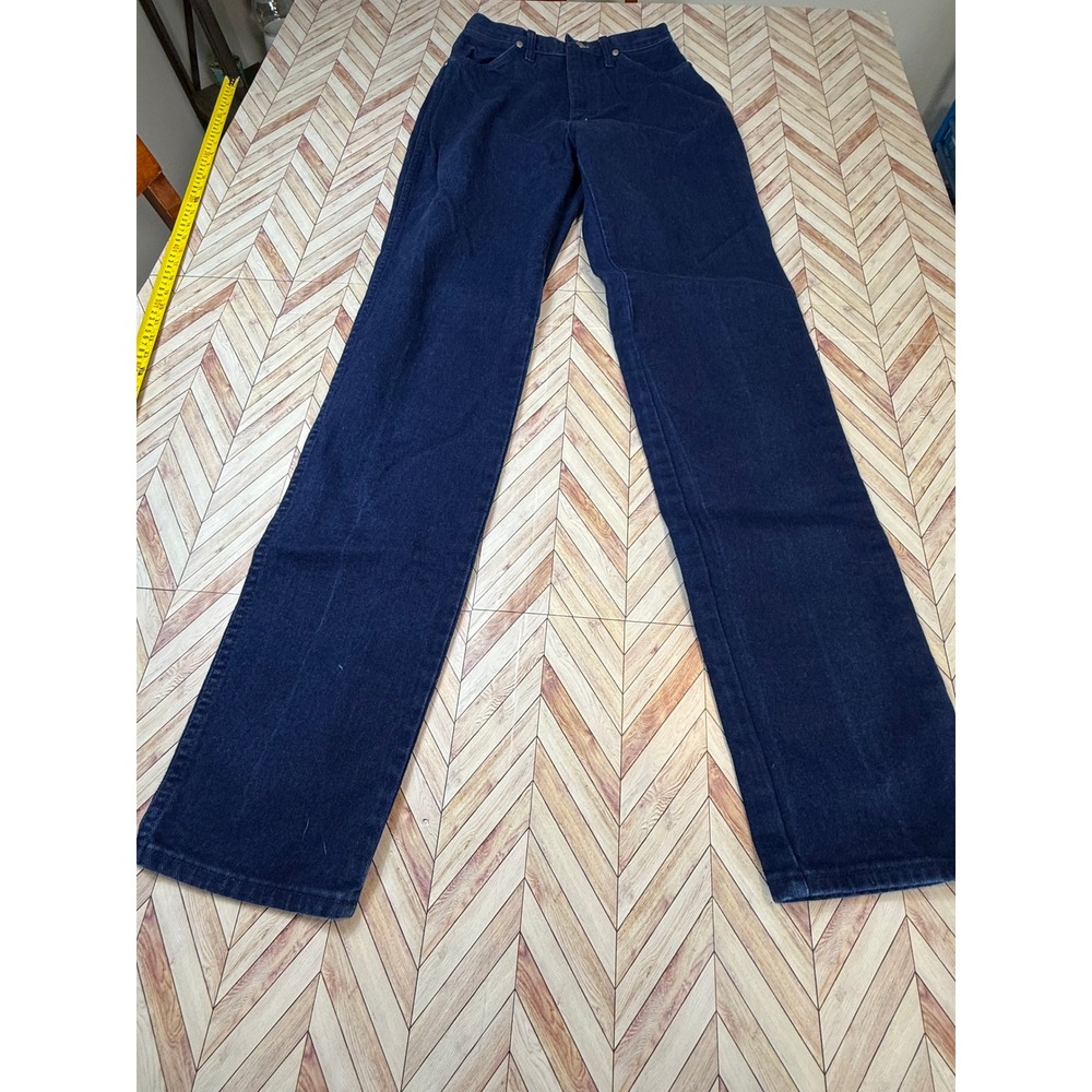 VTG Wrangler Womens‎ 7 x 36 Dark Wash Denim Jeans High Rise Straight Leg Cowgirl